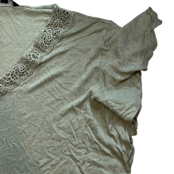 Lauren Ralph Lauren Linen-Blend Jersey Flutter-Sleeve Blouse Ranch Sage - Picture 6 of 6